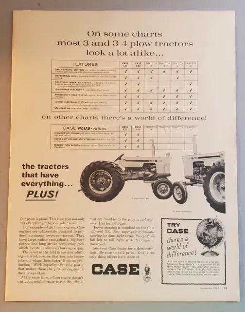 Vintage Case 430 and 530 Tractor Magazine Advertisement 1965
