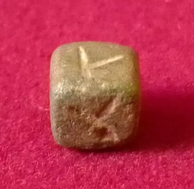 #116 - Ancient Roman legionary bronze dice shaped game piece 1st-2nd century.