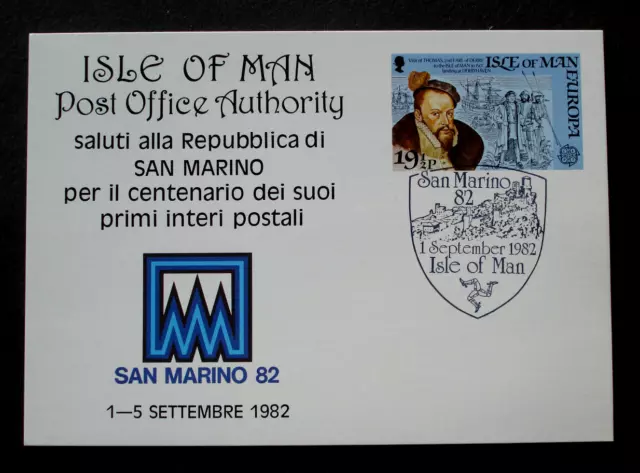 GB Isle of Man Europa CEPT: Sonder-PK - z. San Marino Messe 1982 - RARE! Selten!