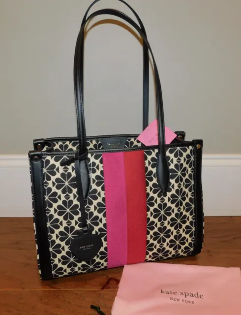 Kate Spade Flower Jacquard Stripe Market Medium Tote Handbag Purse HTF!