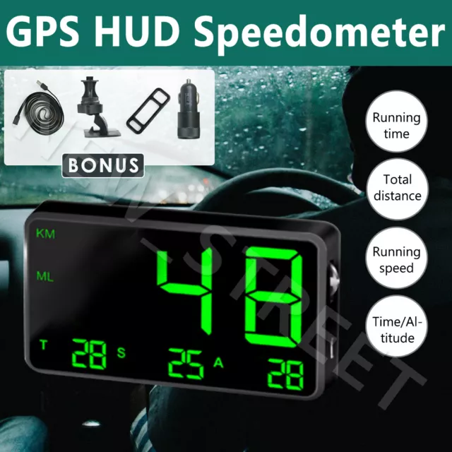 Universal HUD Head UP GPS Speedometer Digital Display Car Speed Warning Plug NEW
