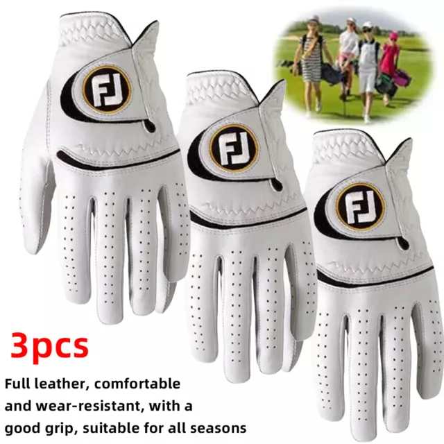 FootJoy StaSof Mens Leather Golf Glove 3-Pack Lot Bundle Fit Worn on Left Hand