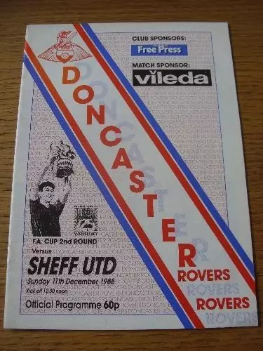 11/12/1988 Doncaster Rovers v Sheffield United [FA Cup] . No obvious faults, unl