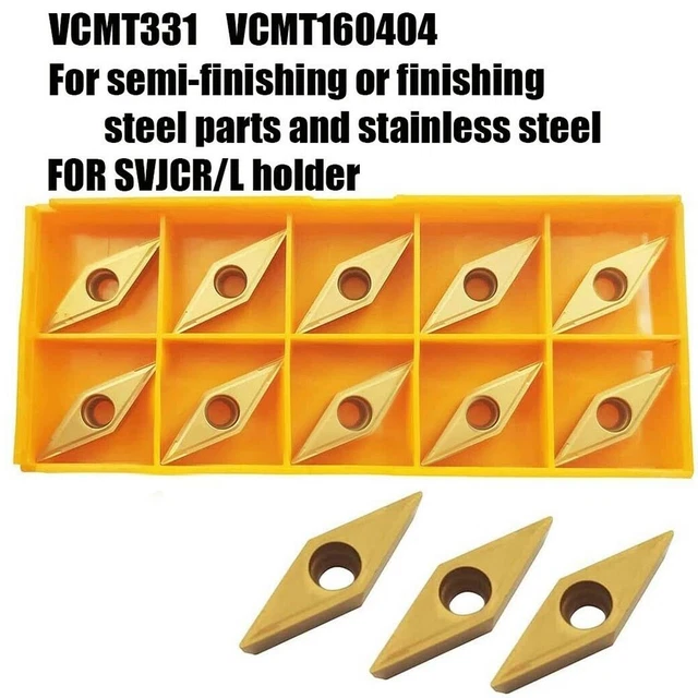 10pcs VCMT331 Golden VCMT160404 Indexable Lathe Turning Tool Carbide-Inserts