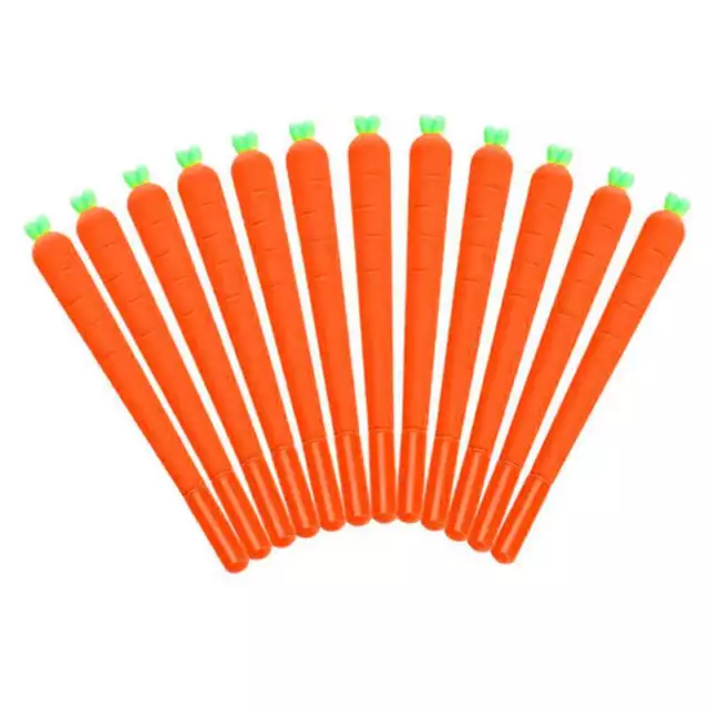 3X(12 Pack Carrot Gel Ink Pen Soft RollerBall Pen Novelty Cute for Office3416