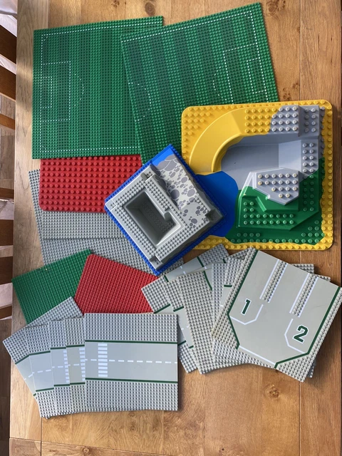 Vintage 1980s LEGO Base Plates Boards - Road, Football Pitch, Duplo