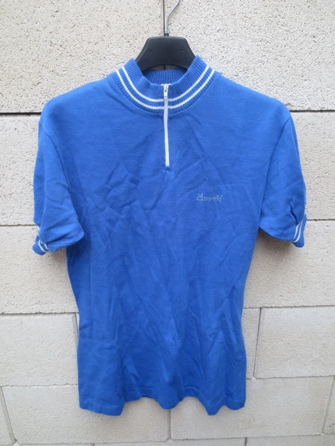 Maillot Cycliste Vintage Jacques Anquetil - Manches Longues - Bleu - Taille S