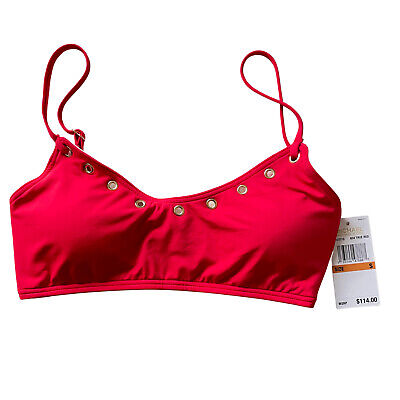 Michael Kors True Red Bikini Top, Studded Ring Holes, Small, NWT (0001)