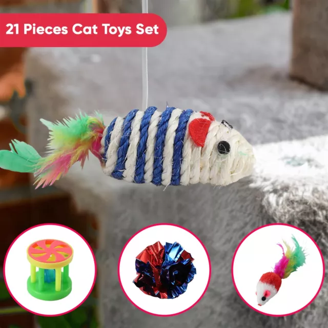 21Pcs Cat Kitten Toys Interactive Toy Set for Indoor Cat Pet Tunnel Stick Mouse 3