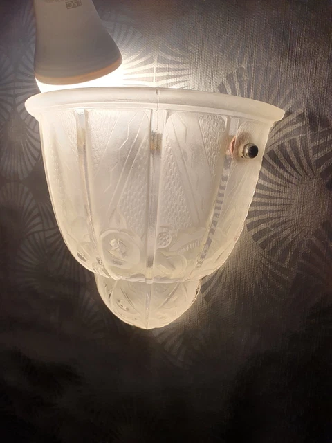 ancienne applique murale lampe art déco HETTIER & VINCENT vasque en verre lustre 9