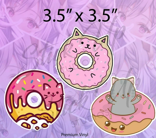 CUTE DOUGHNUT CAT Doughnut Kawaii Food Car Decal Car Bumper Vinyl