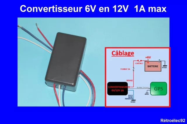TRANSFORMATEUR CONVERTISSEUR 6V en 12V 1A miniature : idéal pour GPS EUR  18,99 - PicClick FR
