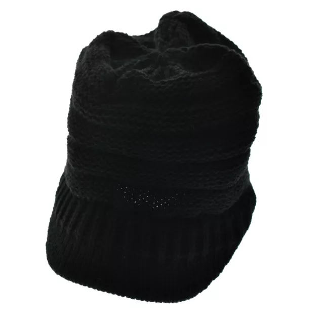 New Mens Winter Hat Knit Visor Beanie laine Doublé Billed Beanie avec Brim Cap