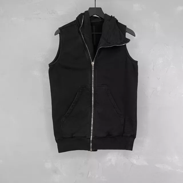 Rick Owens DRKSHDW S17 Mountain Hoodie Vest Black Cotton Fleece Men's XS