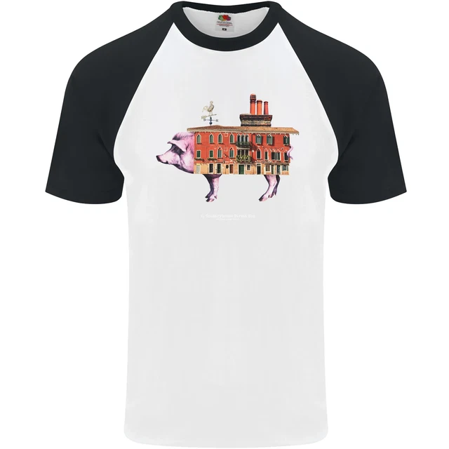 Country House Street Pig Mens S/S Baseball T-Shirt