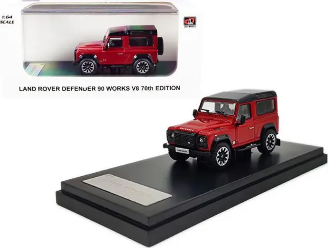 Land Rover Defender 90 Works V8 Red Metallic with Black Top 70th Edition 1/64 by