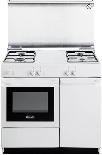 Delonghi SGW854N Cuisine Porte Cylindre Blanc Four Gaz 4 Feux + Couvercle