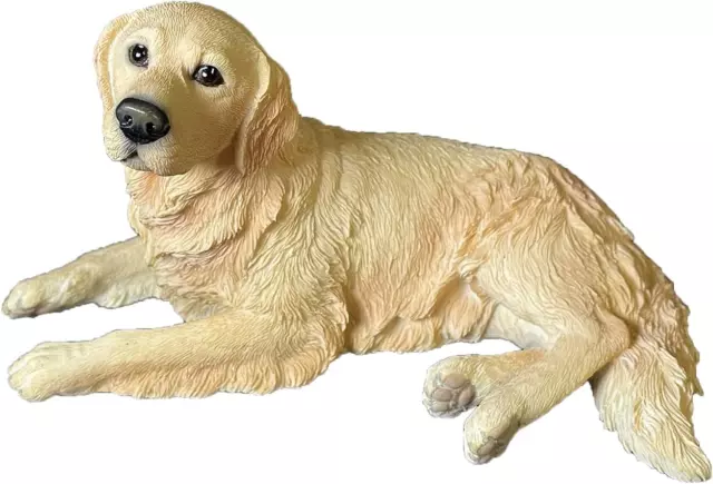 1P Resin Small Simulated Dog, Golden Labrador Retriever Dog Figurine, Lying Post