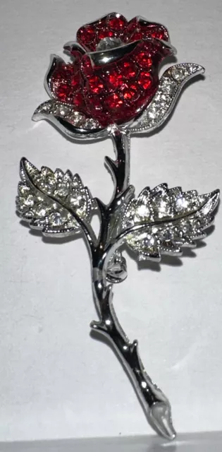 sparkly Rose Vintage Jewelry Swarovski Elements Brooch Pin estate sale