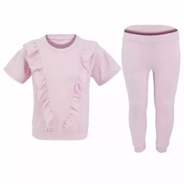 Girls Kids Lounge Wear Sets  Ruffle Frill Two Piece Track Lounge Suit 3M -12 Yrs