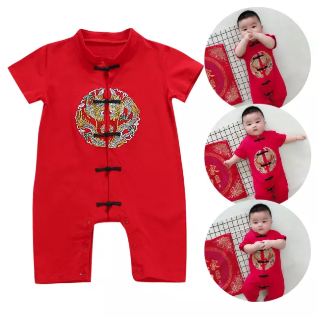 Newborn Infant Baby Girl Boy New Year Clothes Embroidery Romper Jumpsuit Outfits