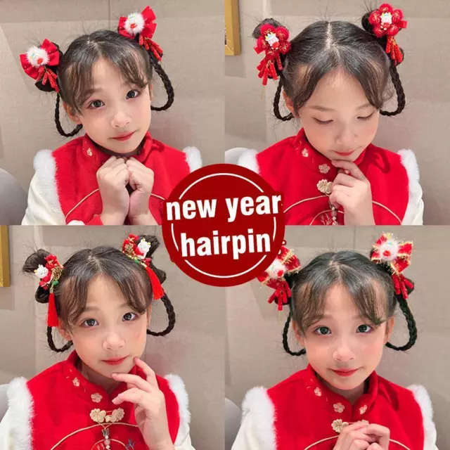 New Year Hairpin Little Girl's Chinese Style Bow Hair Clip G3 Headwear Baby U5I7 3