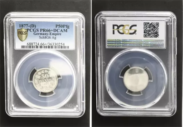 PROBEPRÄGUNG Kaiserreich 50 Pfennig (nur Wertseite) 1877 (D)PCGS PR66+DCAM