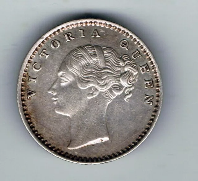 1840 India One Quarter 1/4 Rupee silver coin : 2.9g
