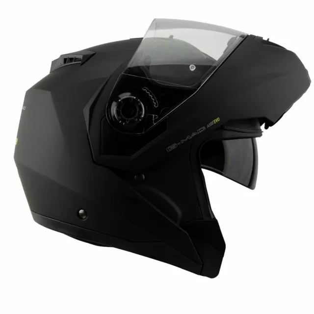 Gmac Axis Evo Matt Black Modular Flip Front Motorcycle Helmet With Sun Visor