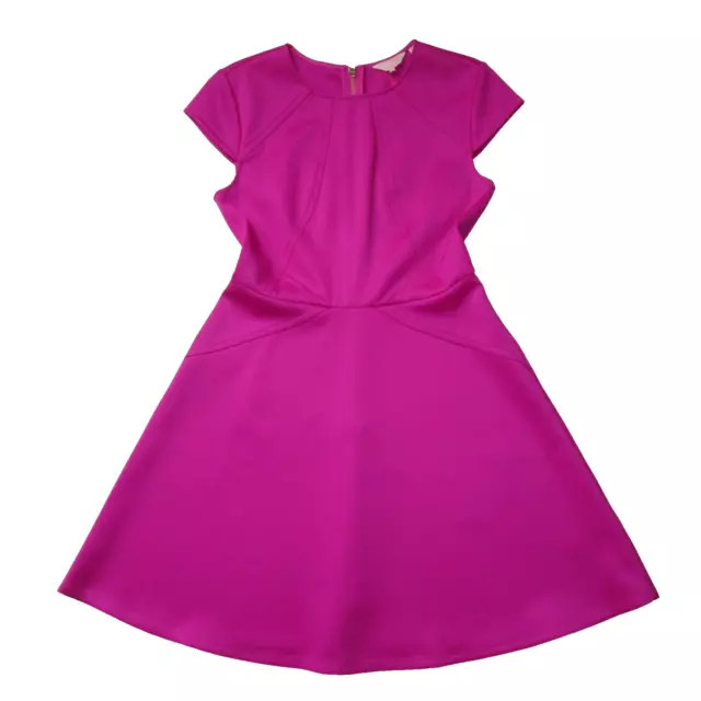NWT Ted Baker Eebrr in Neon Pink Scuba Stretch Skater Dress 3 / US 8-10 $248