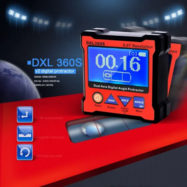 DXL360S Dual Axis Digital Angle Protractor Dual-axis Digital Display Level Gauge 3