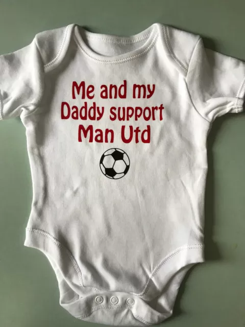 Personalised Baby Vest Grow Body Suit New Born Football Team Man City/Utd Gift