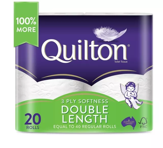 Quilton 3 Ply Double Length Toilet Tissue (360 Sheets per Roll, 11cm x 10cm),