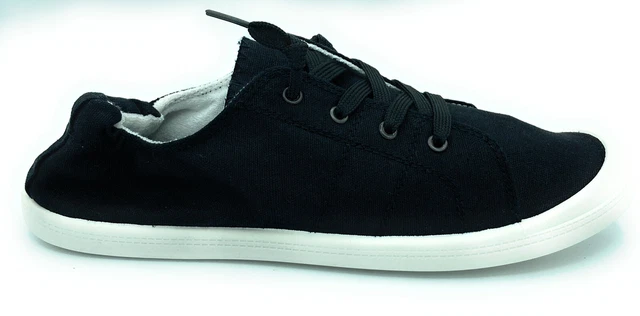 WEEBOO WOMENS DAILY 1 Lace Up Canvas Flat Shoes Black White Size