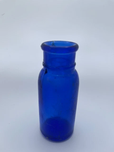 Vintage Collectible Glass Medicine Jar - Cobalt Blue 4"