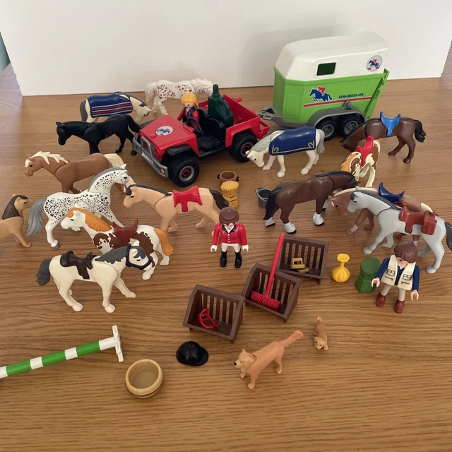 VINTAGE ~ PLAYMOBIL Pony Ranch Red Jeep 1988 And Horse Trailer / Mixed ...