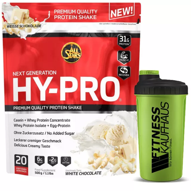 (61,80 EUR/kg) All Stars Hy-Pro 500g Protein Geschmack wählbar + Shaker