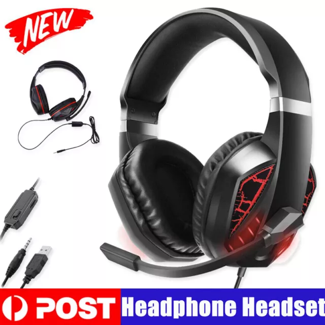 3.5MM LED Stereo Gaming Headset Headphone Wired with Mic for PC Xbox One PS4