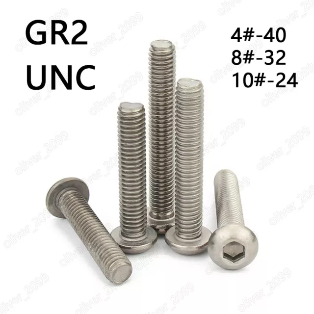 Titanium GR2 Hex Socket Bolt Button Head Screws 4# 8# 10#