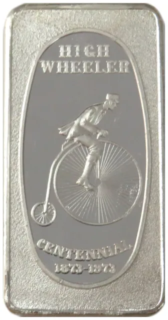 1973 Usa High Wheeler Centennial Great Lakes Mint 1 Oz Silver Art Bar