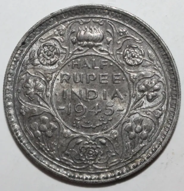BRITISH INDIA HALF Rupee Coin 1945 L Lahore KM# 552 Silver .500 George ...
