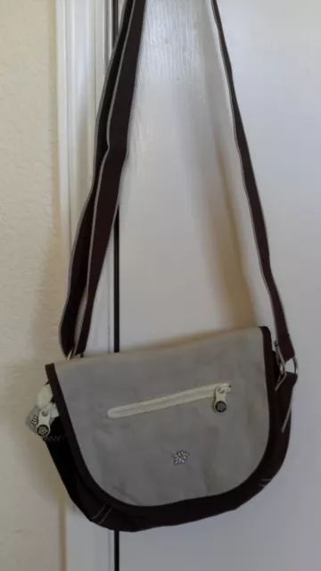 Sherpani Milli Crossbody Purse Brown Beige Women's  Magnet Flap Side Pocket Used