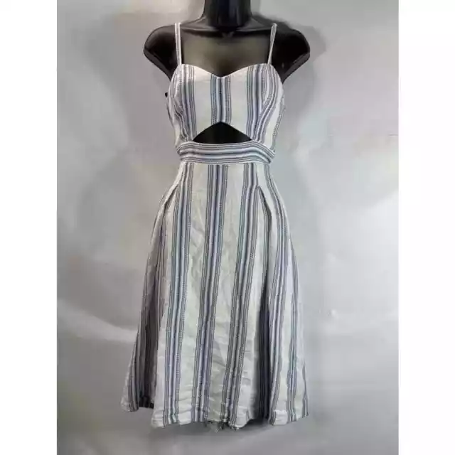 RACHEL RACHEL ROY Women's White/Blue Striped Lola Cutout Knee-Length Dress SZ 4