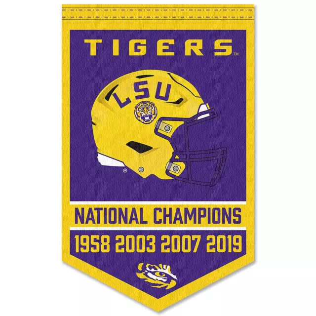 Louisiana State LSU Tigers 4 Time 4x Football National Champions Banner Flag