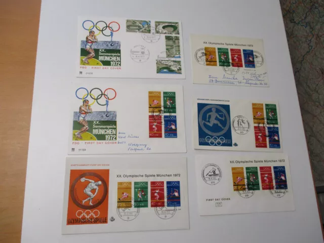 BRD 1971/72 Ersttagsbriefe / Sonderbriefe von Blöcken "Olympische Spiele 1972"