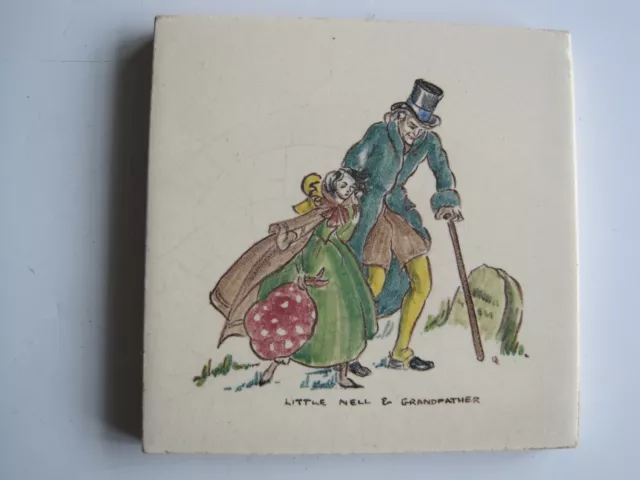 Vintage 4 1/8" Rhotico Tile - Little Nell & Grandfather (Dickens) - Rosalind Ord