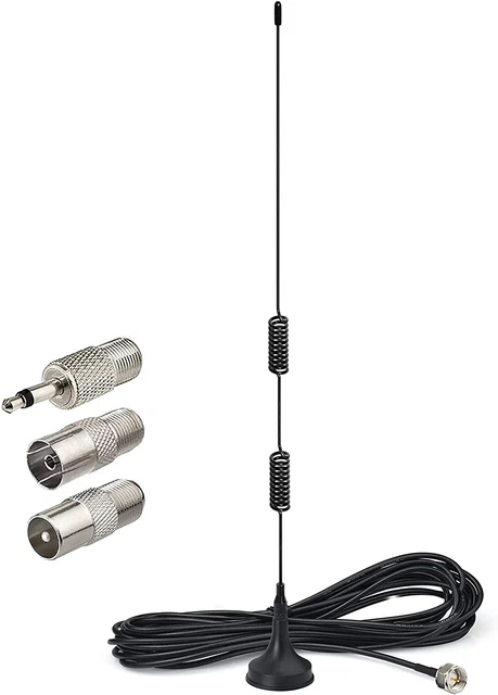 Antenna Radio FM DAB Interni con Base Magnetica, 3 Adattatori Cavo 3 Metri, Antenna FM 75 ohm Telescopico Digitale Compatibile Amplificatori Stereo Sintonizzatori Hi-Fi, Ricevitori Audio Video