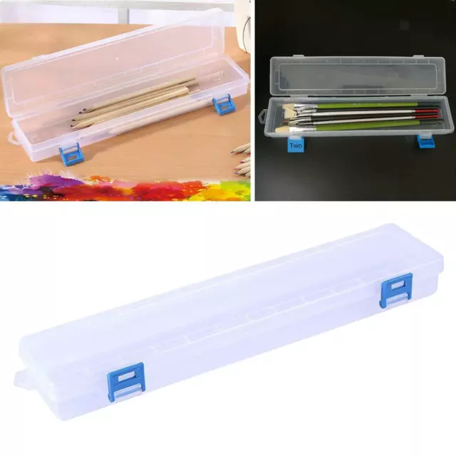 Caja de almacenamiento transparente con tapa plegable para lápices, bolígrafo, taladro,