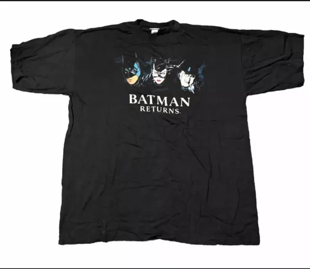 Vintage 1992 Batman Returns T Shirt XL 90s Single Stitch Movie Catwoman Penguin