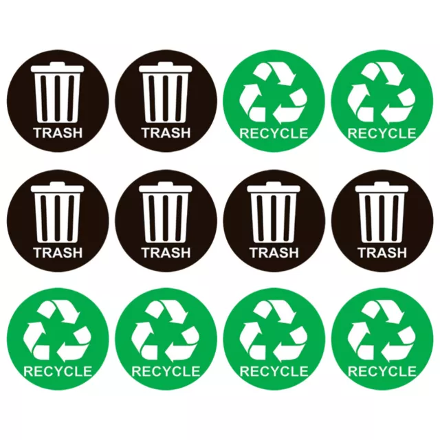 2 Bags Müllklassifizierungszeichen PVC Mülleimer-Recycling-Aufkleber Runde